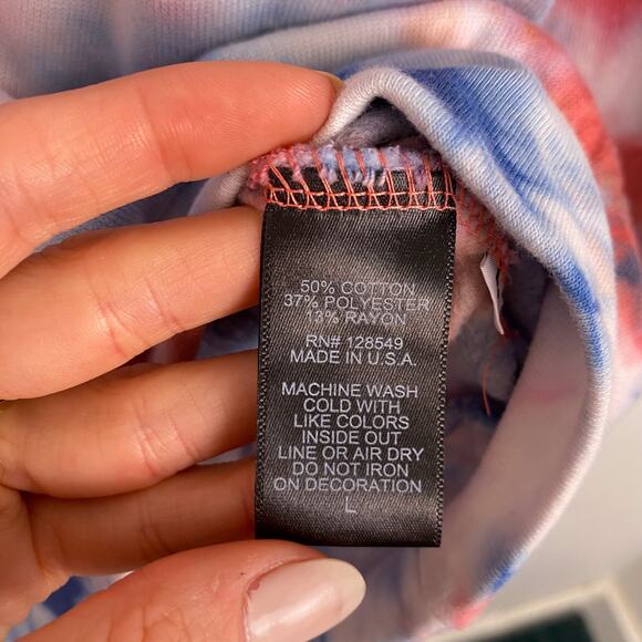 Aviator Nation Unisex Hand Dyed Fleece Sweatshirt Blue Pink Large - Picture 5 of 6